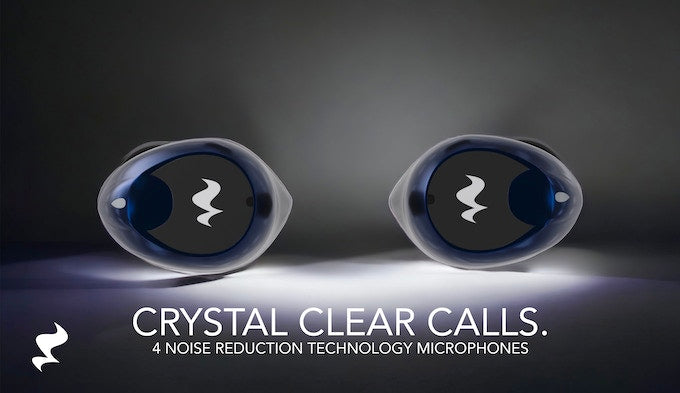 Kagami Wireless Midnight Blue earbuds with 4 noise-reduction microphones for clear calls
